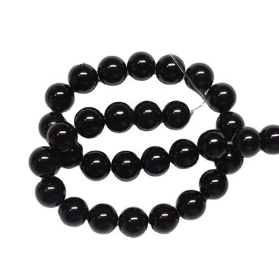 China Other Wholesale Natural Black Smooth Ball Onxy Stone Natural Black Agate Beads for sale