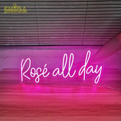 China Easy Installation Custom Rose All Day Romantic Flex LED Neon Sign For Wedding Backdrop Or Home Event Decor Gift for sale