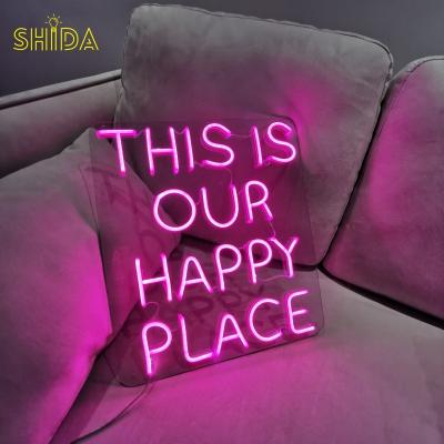 China Easy Installation Customized Neon Sign This is our happy place neon sign decorative lighting neon lights for party wedding home decor for sale