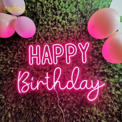 China Easy Installation Drop Shipping China Factory Happy Birthday Led Neon Light Custom Neon Light Sign For Birthday Party Wedding Home Decor for sale