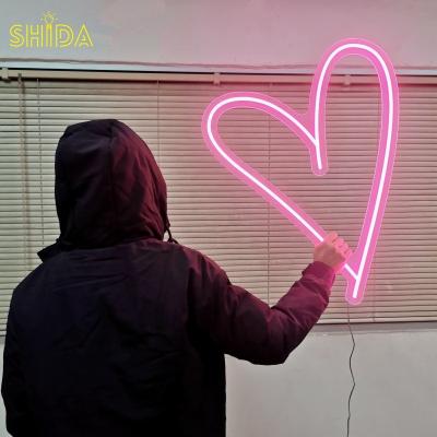 China Custom Neon Light Sign Wedding Backdrop Wholesale Party Decor Heart LED Flex Neon Sign For Birthday Easy Setup Attendance for sale