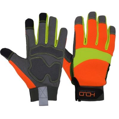 China PRISAFETY Anti-Vibration Orange HIV Occupational Safety Mechanical Operation Construction Gloves For Light Work Area for sale