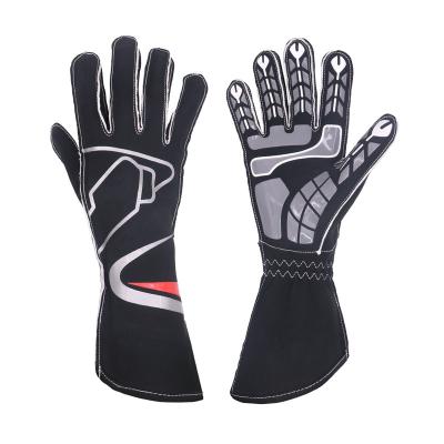 China PRISAFETY Large Cool Fit/Flexiable/Breathable Portable Black Double Layer Bonded Fire Resistance Fabric Back And Palm Motorcycle Racing Gloves for sale