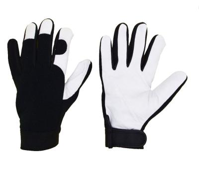 China Durable Full Grain Pigskin Palm Spandex Back Comfortable PRI Safety Leather Work Gloves Fit Mechanic for sale