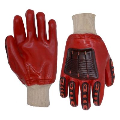 China Comfortable PRI Red PVC Coated Gloves TPR Anti Impact Construction Gloves Work Safety for sale