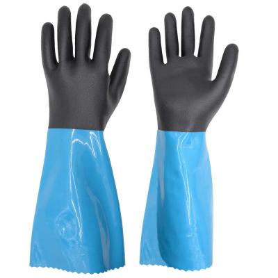 China Mutifunction PRISAFETY Latex Coated En388 Alkali Cuff Safety Household Work Palm Oil Proof Material Acid Resistant Rubber Gloves for sale