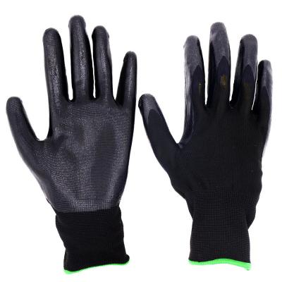 China PRISAFETY Nitirle Mechanic Construction Truck Farm Flexible Black Smooth Cheap Nitriles Garden Industrial Hand Dipped Safety Gloves for sale