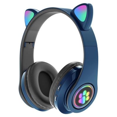 China New Colorful Led Cute Headset Cat Ear Wireless Headphones With Mic Tf Card Slot Earphone Light BT 5.0 Headband 3.5mm Wired Earphone E112 for sale