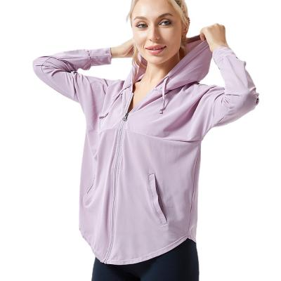 China QUICK DRY Women Long Sleeve Casual Cool Quick Dry Workout Comfort T-shirt Jogging Running Hoodie With Zipper for sale