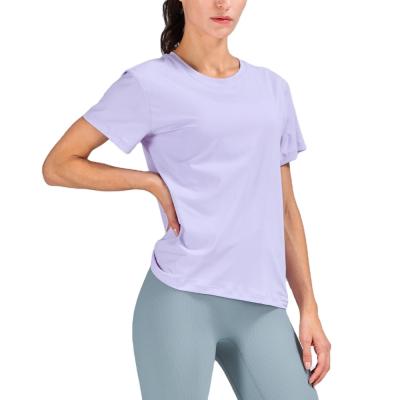 China Fitness Compression Women Running Workout Loose Quick Dry Slim Fit Elastic QUICK DRY Jogging Top Short Sleeve T-Shirt for sale