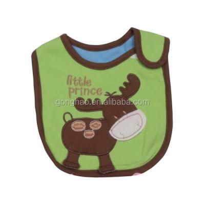 China Disposable 100% Cotton Embroidery Animal And Waterproof Cartoon Patterned Cotton Baby Bibs for sale