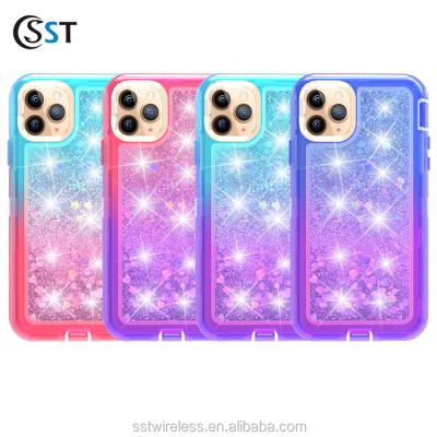 China Anti-fall For Iphone 11 Pro/11Pro Max Bling Liquid Glitter Floating Quicksand Mobile Phone Case Back Cover for sale