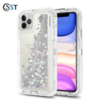 China 2021 Anti-drop Modern Design Economical Liquid Phone Case For iPhone 11 pro/11pro Glitter Quicksand Max Cover for sale