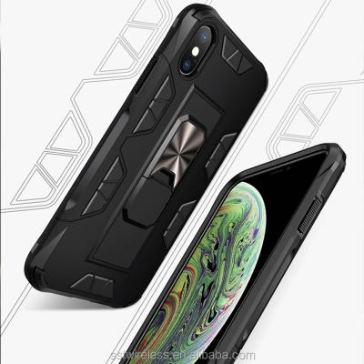 China Hard PC+TPU Multifunctional Stealth Kickstand Phone Case For iPhone X XS Magnetic CD Patch Case Cover for sale