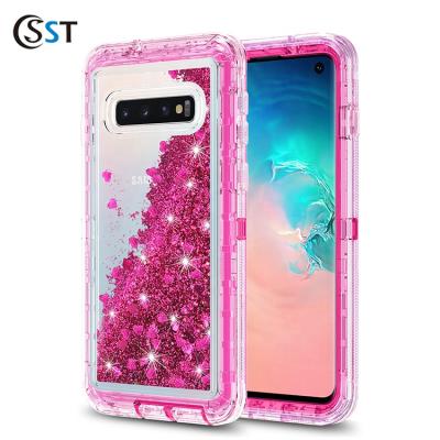 China Fashionable Style Anti-fall Liquid Case For Samsung Galaxy S10 Cover Quicksand Case Glitter Bling Cover for sale