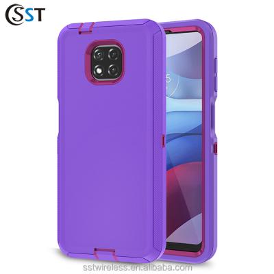 China Anti-drop 3 in 1 Tpu+Pc Solid Color Back Anti-scratch Shockproof Phone Case For Moto G Power 2021 for sale