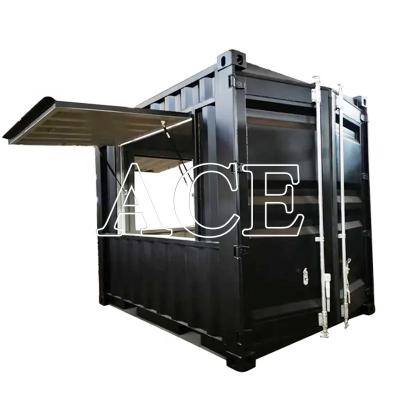 China Kiosk 10ft Versandcontainer Kaffeeshop Maßgeschneiderte bewegliche Bar Kaffeeshop mit Sperrholzboden zu verkaufen