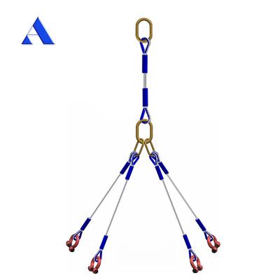 China DNV 2.7-1 Standard Steel Wire Rope Sling 5 Legs Lifting Eye Type Reversed Eye for Offshore Container Sale for sale