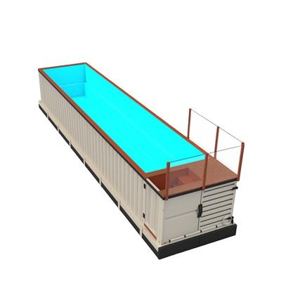 China Piscina exterior de contenedores de envío de 40 pies con estructura duradera de Corten-A y piso de contrachapado en venta