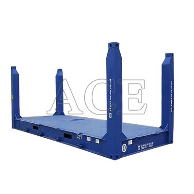 China Contenedor de rack plano de 20 pies con logotipo de color personalizado certificado por el CSC, poste de esquina fijo de acero corten y aprobación de ABS BV GL en venta