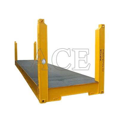 China Equipo de transporte Contenedor de rack plano de 40 pies con poste de esquina fijo de acero Carga útil máxima 47370KGS Certificado ISO en venta