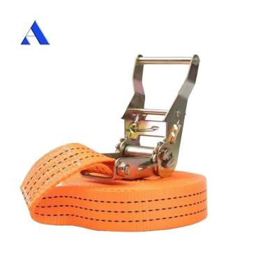 China 1.5 to 10 Tons Cargo Lashing Belt Ratchet Tie Down Strap Container Lashing Belt as per Requirement and Customized Length for sale