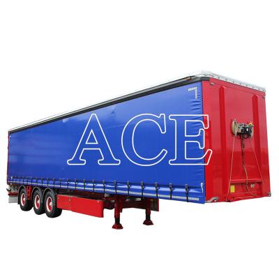 Chine 11R22.5 Pneus à 3 essieux PVC Rideau côté conteneur de transport Shandong 40ft Van Box Semi-remorque avec train de débarquement standard 28Ton à vendre