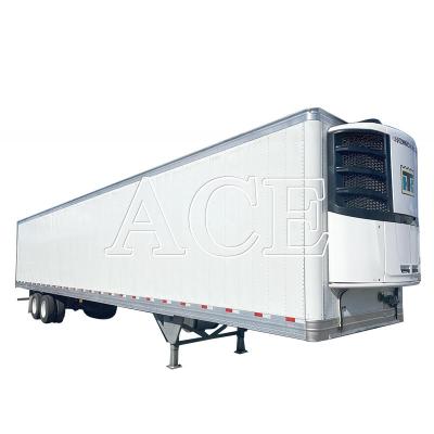 China Semi-Trailer Truck 2 Axles 8 Wheels 40ft 48ft 53ft Flatbed 12R22.5 Tyre Insulated Van Reefer Steel Iron Material TS16949 Certificate for sale