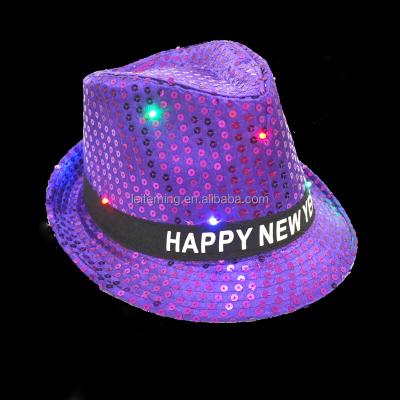 China JOINT Hip Hop 9 Led Instant Sequin Happy New Year Led Hatat for sale