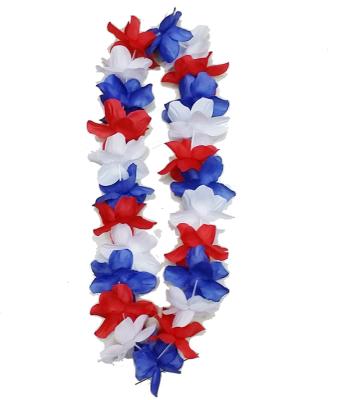 China Hawaii flower leu blue white red 60cm necklace for sale