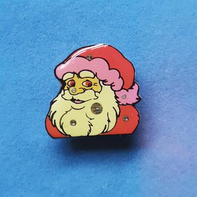 China Led Decoration Reindeer Santa Claus Christmas Pin Snowflake Flashing Pin Blinker Badge for sale