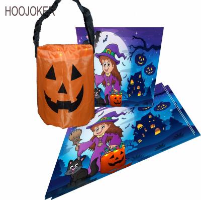 China Cute Cloth Flashing Led Sack Halloween Candy Bag With Led String for sale