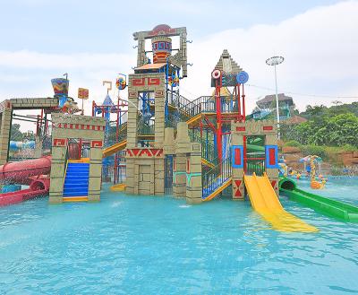 China Large popular funny aqua playground with spiral slide tilting bucket for water park for sale