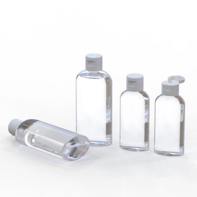 China Personal Care 50ml 60ml In Stock Pouch Flip Top Cap Pet Plastic Bottles For Hand Sanitizer for sale