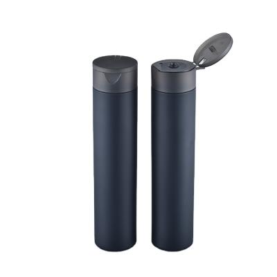 China Matte Black Empty Personal Care HDPE 300ml Plastic Bottles For Shampoo With Flip Top Cap for sale