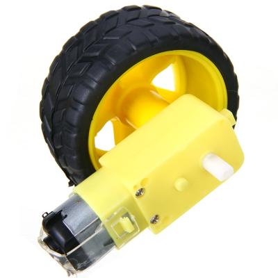 China Waterproof Intelligent Car Chassis Robot Tire DC Gear Motor With Plastic Tire Wheel for sale