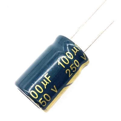 China New general purpose aluminum electrolytic capacitor 100 uF 250V 16*25mm 100uf 250v 250V 100UF electrolytic capacitor for sale