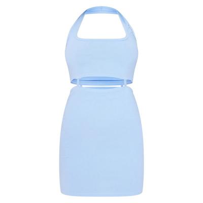 China 2022 Summer Mini Suspender Sexy Solid Color Cotton Tank Top Summer Women Anti-static Beachwear Fashion Women's Slim Club Dress for sale