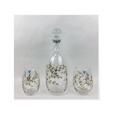 China Wholesale Modern Round Shape Whiskey Wine Decanter Lead Free Glass Set and Glass Set for sale