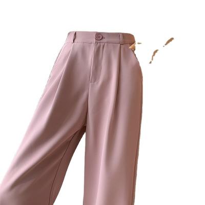 China Anti-wrinkle summer style casual hanging ice slim pink women's suit pants women's wide leg pants for sale