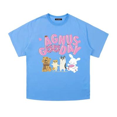 China Animal Graphics High Quality Women's Fashion Leisure Loose Cartoon Cotton Clothing 100% Breathable T-shirt for sale