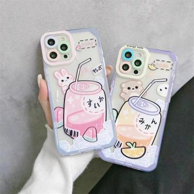 China Seven Cartoon Soda Shockproof Orange Cute Silicone TPU Phone Case For Apple 12 promax 7plus 13 for sale