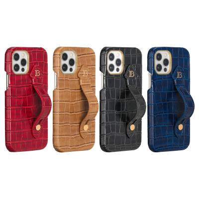 China Anti-fall Logo Luxury Leather Case Genuine Customized Waterproof With Strap For Iphone 11 12 pro max for sale