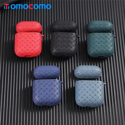 China For TOMOCOMO Earphone OEM Hot Seller Real Pattern Series Woven Leather Protective Case For Airpod For Apple Earbuds for sale