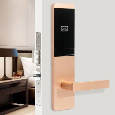 China RFID Swipe Apartment Digital Smart Door Lock Wireless Connection Handle Lock Security Anti Theft Gold Alluminium Alloy for sale