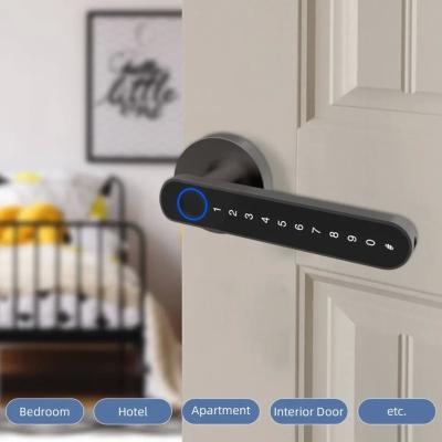 China Apartment Smart Tuya App Door Lock Semi Auto Grip Open Tamper Alarm Biometric Access for sale