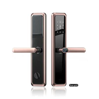 China Semi Auto Smart Handle Front Door Lock Fingerprint Code Card Key TTLock Access for sale