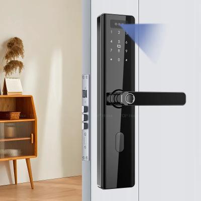 China Black Smart Face Recognition Door Lock Anti Peep Fingerprint Password Card Access zu verkaufen