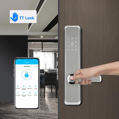 China Grip Open Smart Handle Door Lock Intelligent Biometric Fingerprint TTLock Remote zu verkaufen