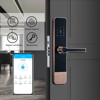 China Copper Indoor Smart Fingerprint Door Lock TTLock Biometric Password IC Card Access zu verkaufen